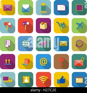 Post color icons with long shadow, stock vector Stock Vector