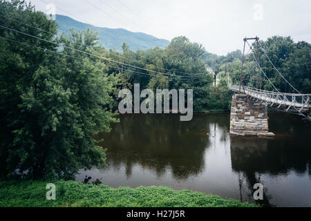 Swinging bridge in Buchanan, Virginia. Stock Photo