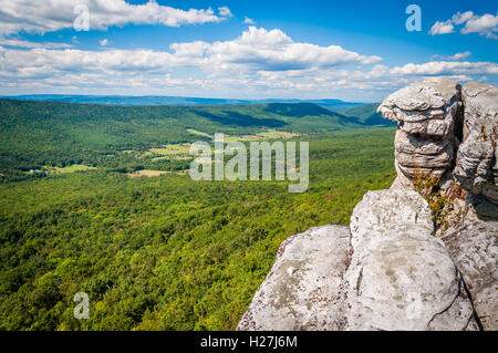 View of the Appalachian Mountains from cliffs on Big Schloss, in George Washington National Forest, Virginia. Stock Photo