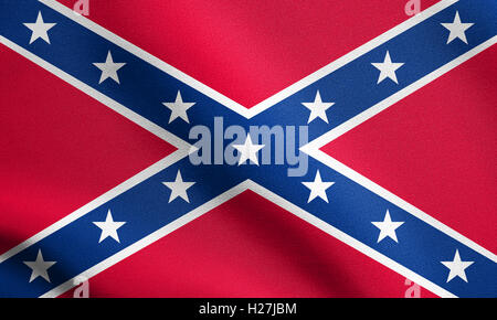 National flag of the Confederate States of America. Known as Confederate Battle, Rebel, Southern Cross, Dixie flag. Textured Stock Photo