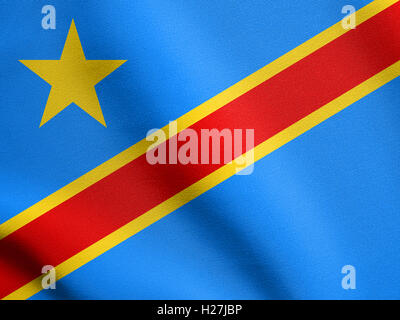 DR Congo national official flag. African patriotic symbol, banner, element, background. Flag of Democratic Republic of the Congo Stock Photo