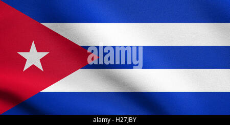 Cuban national official flag. Patriotic symbol, banner, element, background. Flag of Cuba waving in the wind, detailed texture Stock Photo