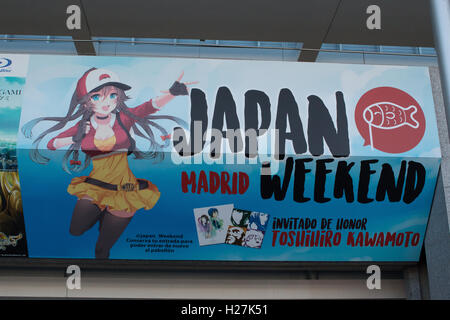 Madrid, Spain. 24th Sep, 2016. Banner of the event. Thousands of people come to the event dedicated to the Japan Culture, Cosplay, Video games, Retro Video games, and Cultural events like drawing of Kanjis. © Jorge Gonzalez/Pacific Press/Alamy Live News Stock Photo