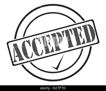 A black accepted stamp seal of approval isolated on a white background Stock Photo