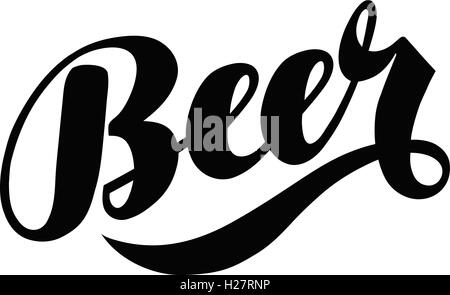 Beer hand lettering. Alcoholic beverage logo or label. Vector illustration Stock Vector