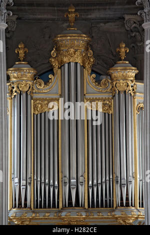 Decorated church organs. Baroque style organs. Stock Photo