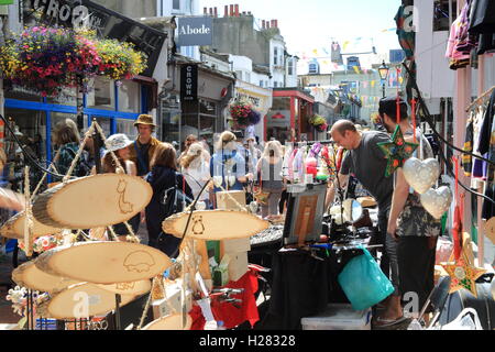 The bohemian and trendy shops and restaurants on Kensington Garden, in North Laine, Brighton, East Sussex, England, UK Stock Photo