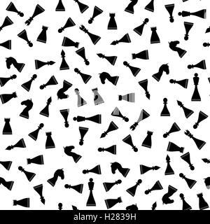 Black Chess Pieces Seamless Pattern Stock Vector