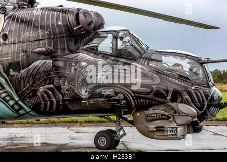 Alien Tiger Helicopter Mi-24, Czech Army Stock Photo