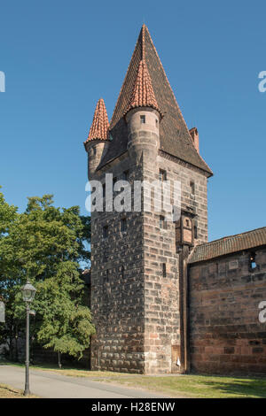 Tower on City Wall, Nuremberg, Bavaria, Germany Stock Photo