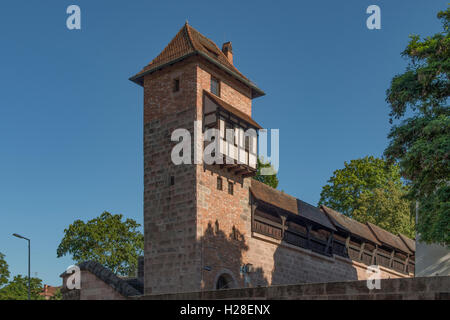 Tower on City Wall, Nuremberg, Bavaria, Germany Stock Photo