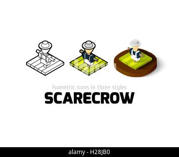 Scarecrow icon in different style Stock Vector