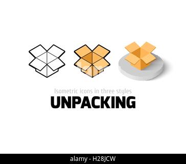 Unpacking icon in different style Stock Vector