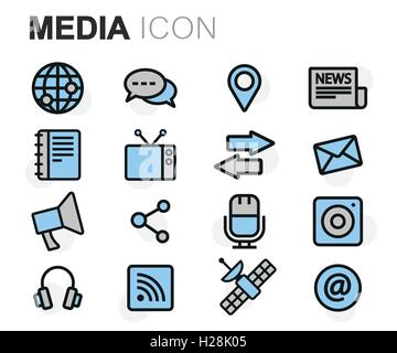 Media Flat Icons Set Stock Vector Image & Art - Alamy