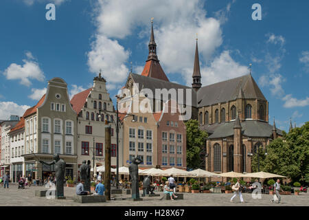 Baroque Buildings around Neuer Markt, Rostock, Mecklenburg-Vorpommern, Germany Stock Photo