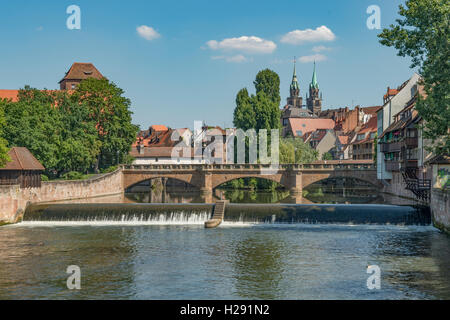 Max Brucke over River Pegnitz, Nuremberg, Germany Stock Photo
