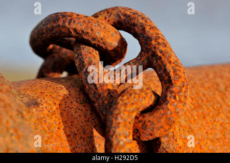 Rusty chain links, iron chain, close-up, Lower Saxony, Germany Stock Photo
