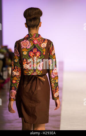 Cotilda is showcased at the Africa Fashion Week London held at the West Hall Olympia in London Stock Photo