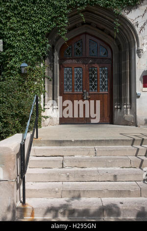 Gothic doorway surrounded with ivy Stock Photo