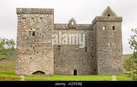 Hermitage Castle, Liddesdale Co Roxburghshire, this ruined stronghold built about 1360 & with connections to Mary Queen of Scots Stock Photo