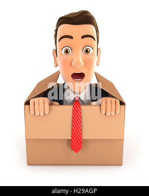 3d man with cardboard box isolated on white background Stock Photo - Alamy