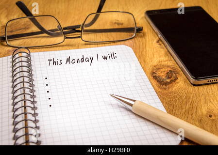 Plans for Monday concept Stock Photo