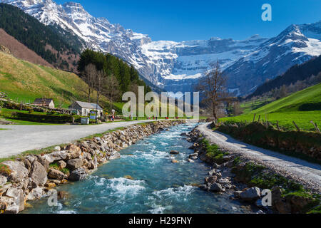 Snow-covered mountains and river. Stock Photo