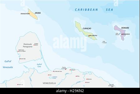 location map of the ABC islands in the Caribbean sea Stock Vector Image ...