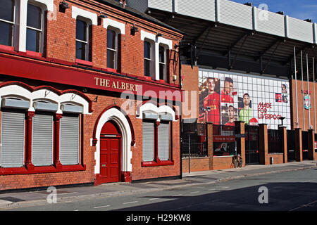 The Albert pub right next to Liverpool Football Club stadium Stock Photo