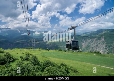 Wings of Tatev cableway connecting Tatev monastery and a village a deep canyon in Armenia Stock Photo