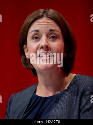 Liverpool, UK. 26th September 2016. Leader of the Scottish Labour Party Kezia Dugdale MSP speaks at day two of the Labour Party Conference in Liverpool. Credit:  Russell Hart/Alamy Live News. Stock Photo