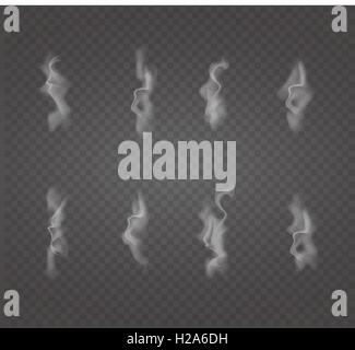 Set of transparent white smoke. Stock Vector