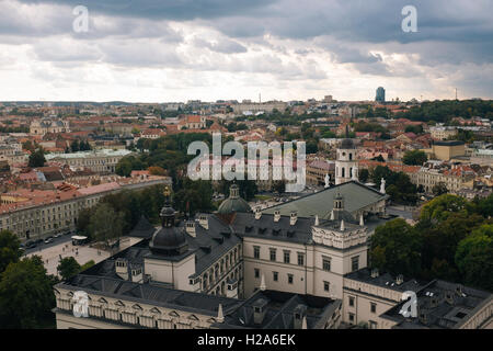 View of Palace of Grand Dukes of Lithuania, Cathedral Square and Vilnius city center Stock Photo