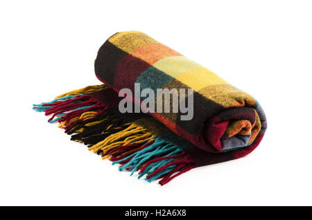 Woolen checkered plaid isolated on a white background Stock Photo