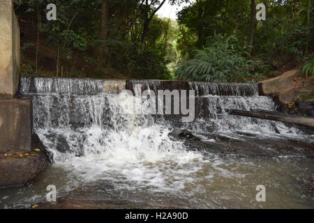 Water fall, artificially created water fall Stock Photo