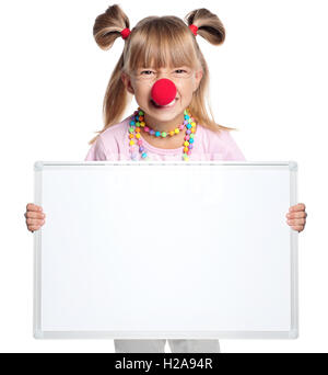 Little girl with blank Stock Photo