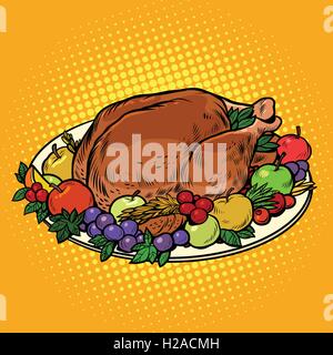 Fried Turkey dish on Thanksgiving day Stock Vector