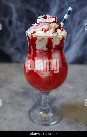 Halloween Vampire Ice Cream Floats Stock Photo