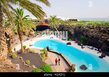 Jameos del Agua, the cave concert nightclub venue created by Cesar Manrique in the volcanic landscape of the island of Lanzarote Stock Photo