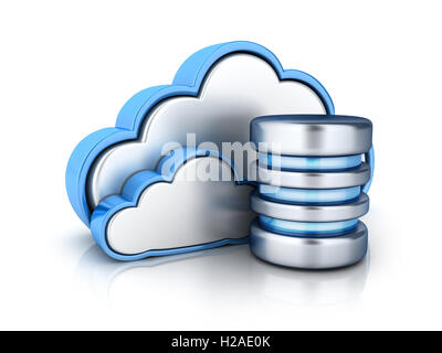 Cloud storage and database (done in 3d rendering) Stock Photo