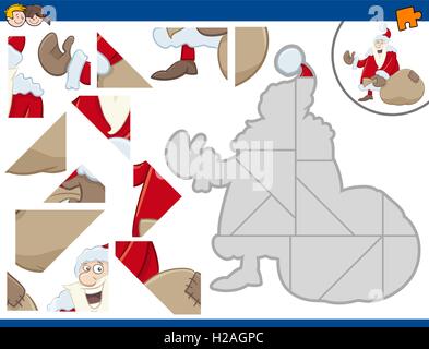 jigsaw puzzle game with cartoon Santa Claus character Stock Vector ...