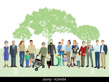 Happy Generation and Family Portrait Stock Vector