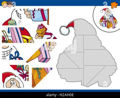 jigsaw puzzle game with cartoon Santa Claus character Stock Vector ...
