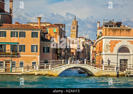 Canal Bridge Off The Lagoon Venice Italy Stock Photo