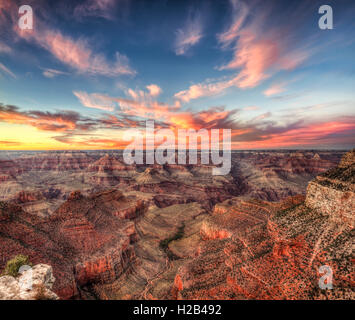 Sunset over Grand Canyon, Grand Canyon National Park, South Rim, Arizona, USA Stock Photo