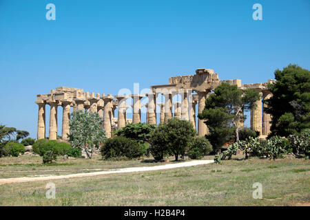 Greek ancient Temple E, Archaeological Park Selinunte, Selinunte, Sicily, Italy Stock Photo