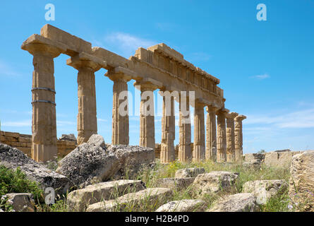 Greek ancient Temple C, Acropolis, Archaeological Park Selinunte, Selinunte, Sicily, Italy Stock Photo