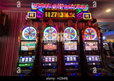 Slots, Wheel of Fortune at casino, Las Vegas, Nevada, USA Stock Photo