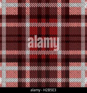 Seamless vector pattern as a woollen Celtic tartan plaid or a knitted fabric mainly in red and brown hues Stock Vector