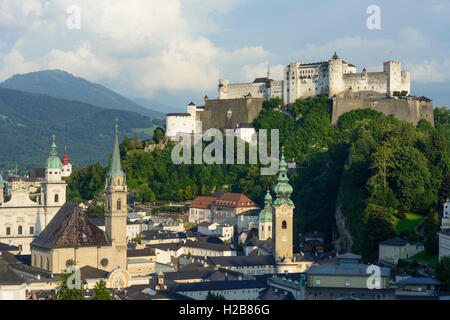 Salzburg: old town, Hohensalzburg Castle, view from Mönchsberg, , Salzburg, Austria Stock Photo